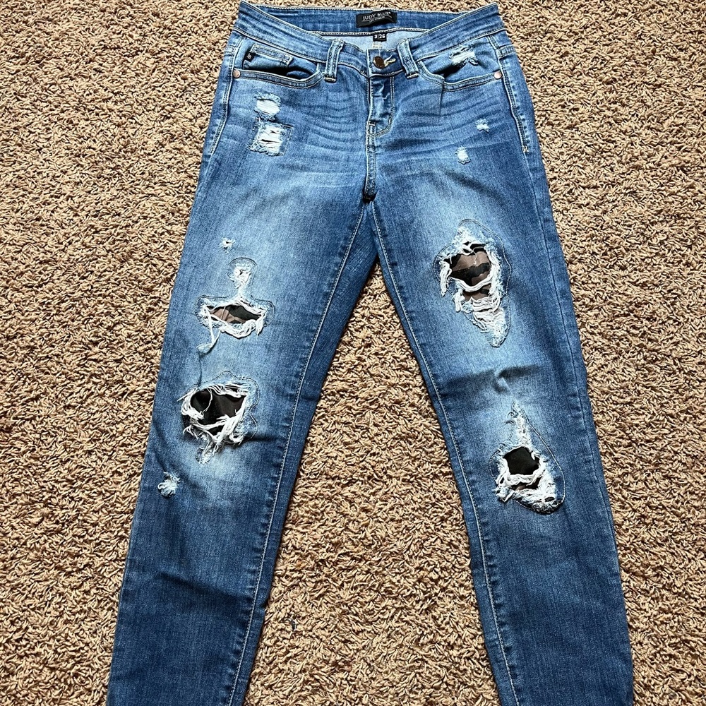Women’s Judy Blue Skinny Distressed Camo Patch Jeans Size 26x27 IL:M